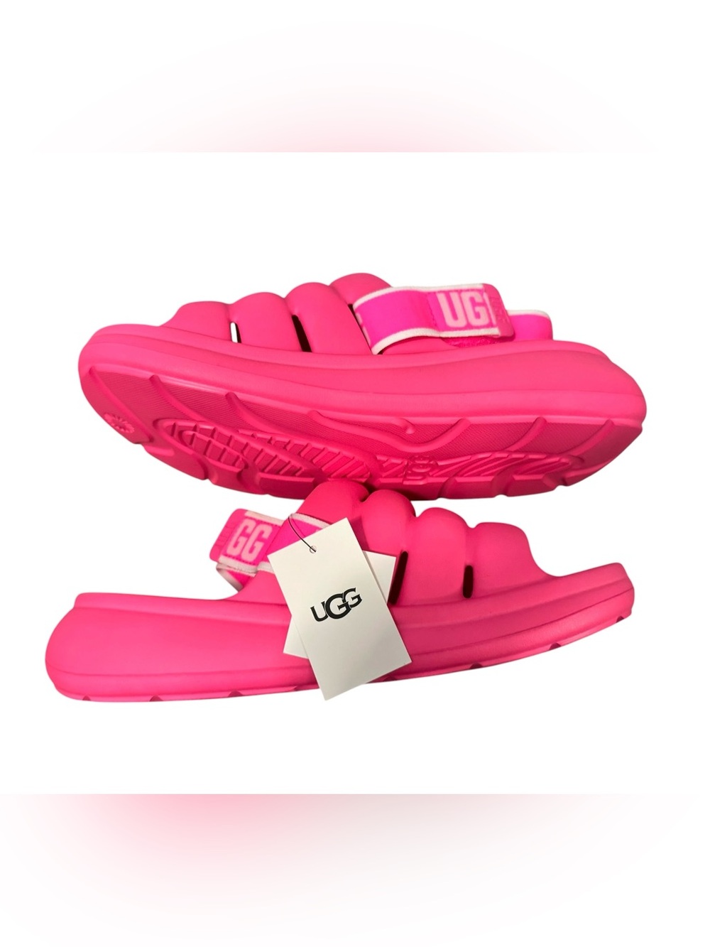 UGG Hot Pink Cushioned Slide with Logo Heel Adjustable Strap Women’s Size 8 - Picture 4 of 12